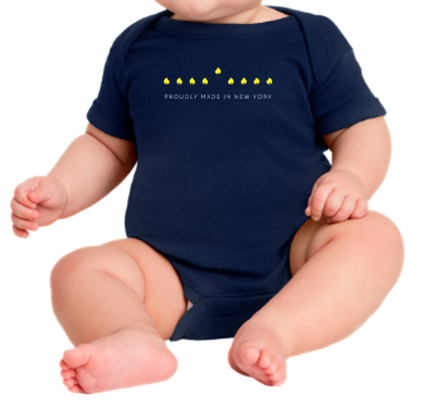 Baby Onesie Menorah flames "Proudly Made in New York"
